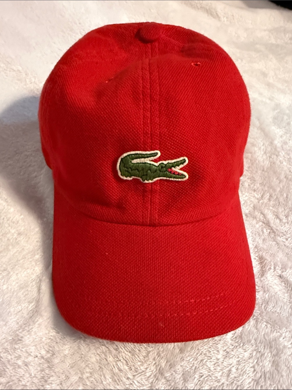 Lacoste Red Baseball Cap with Green Crocodile Logo